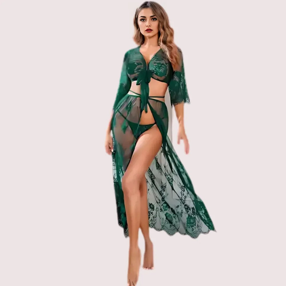 Stylish Sheer Net Top and Skirt Set