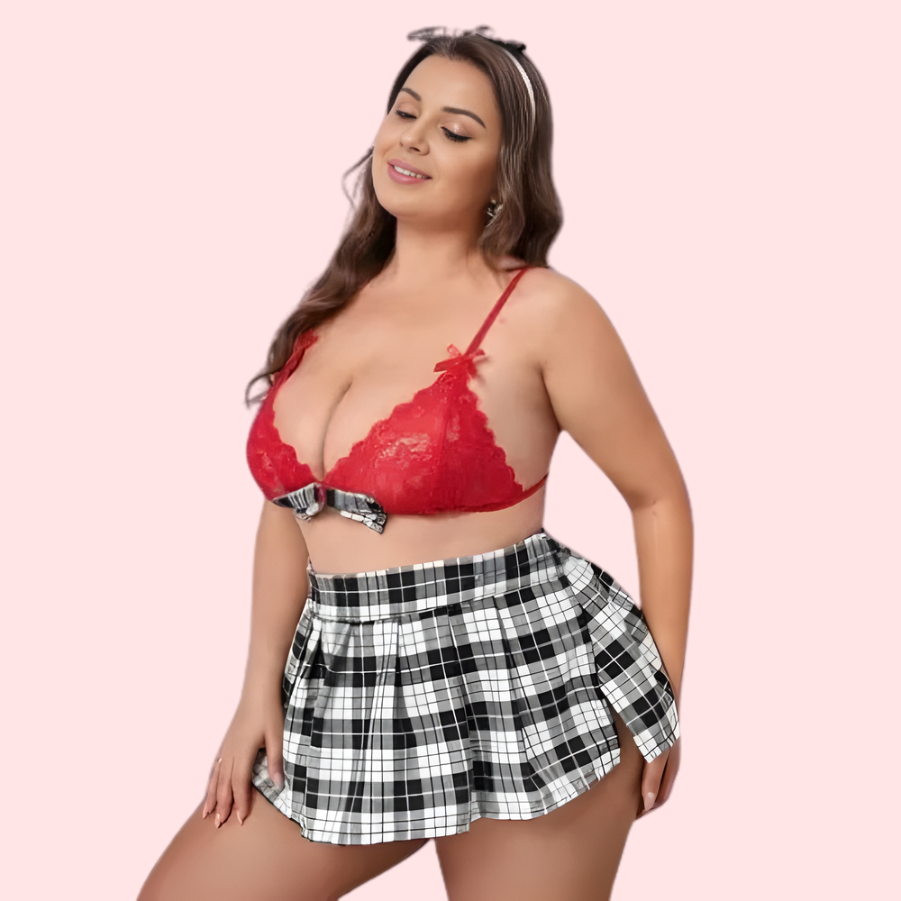 French Daina Sexy Schoolgirl Roleplay Costume with Luxury Panty Gift