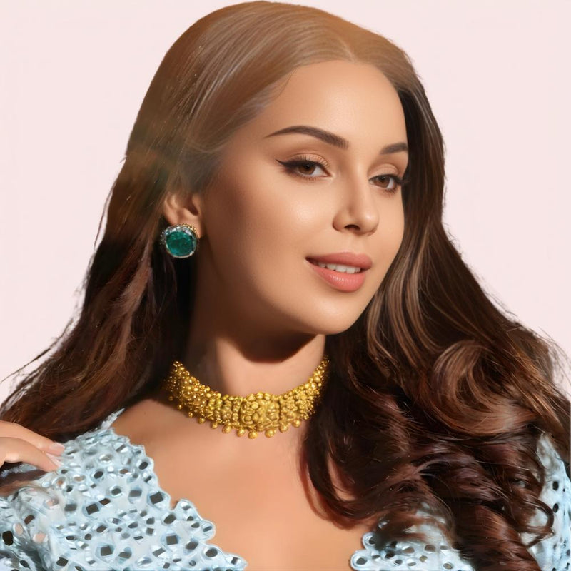 Maharani Pearl Dome Gold-Plated Bridal Choker Necklace