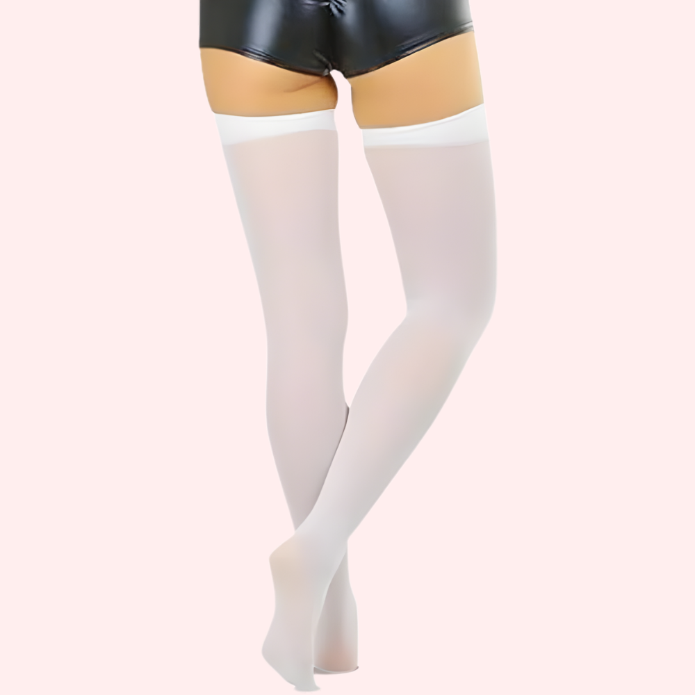 Classic Opaque Thigh-High Stockings Pack of 2 – Black &amp; White Stay-Up Hosiery