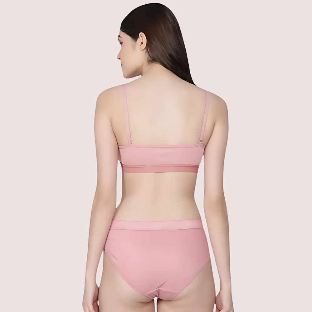Wire-Free Women's Cotton Sports Bra Panty Set (2 pack)